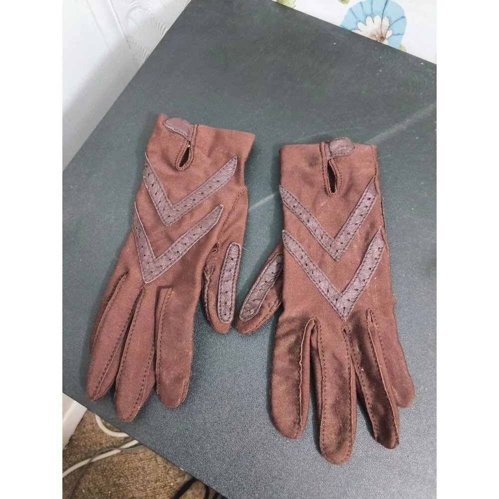 3Pairs Isotoner Leather Lined Driving Gloves Size M Wrist Length Brown & Black
